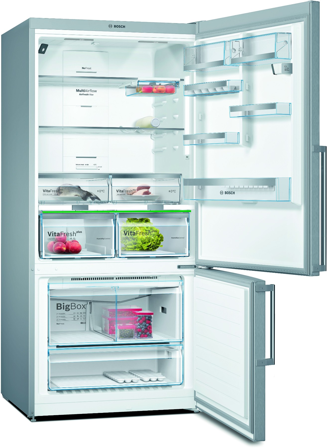 KGN86HIF0N Serie | 6 Alttan Donduruculu Buzdolabı 187 x 86 cm Kolay temizlenebilir Inox