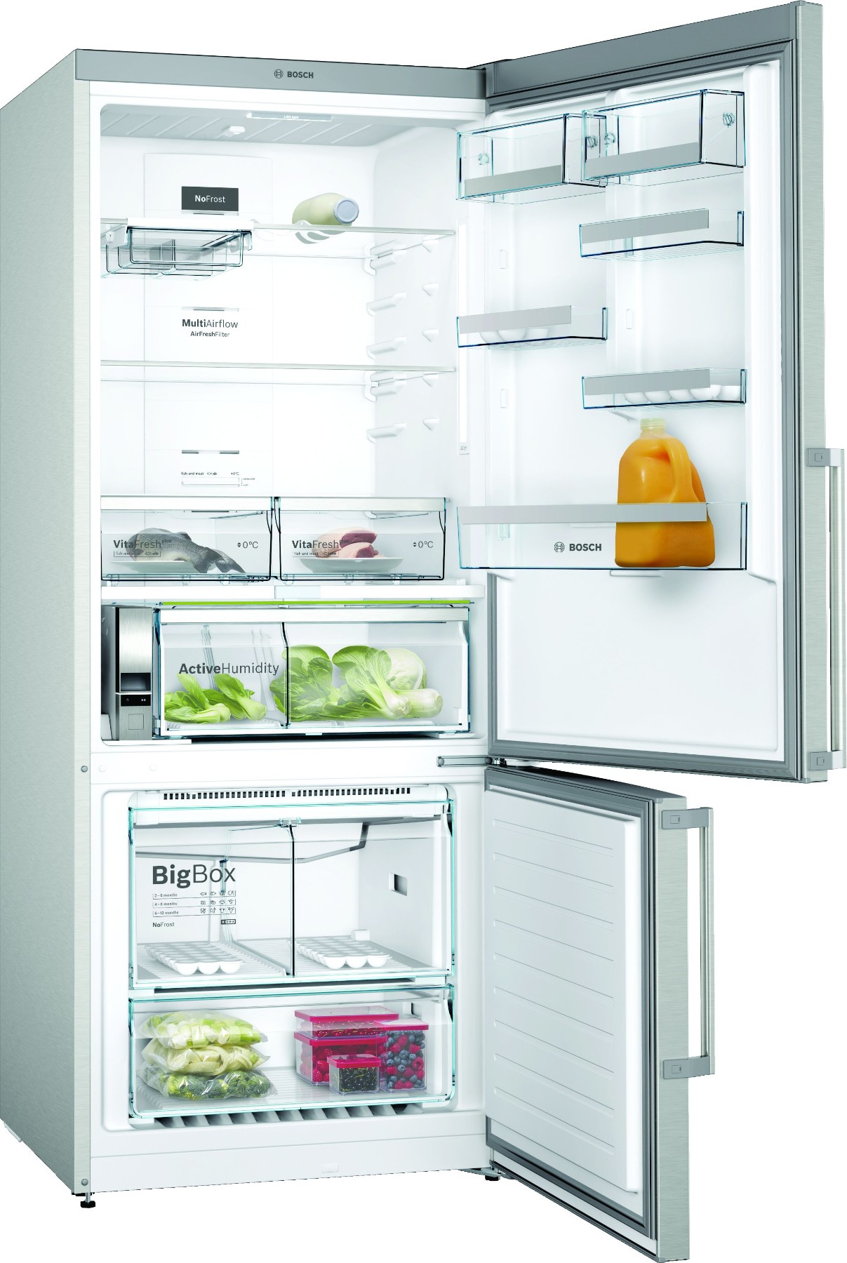 KGA76PIF0N Serie | 8 Alttan Donduruculu Buzdolabı186 x 75 cm Kolay temizlenebilir Inox