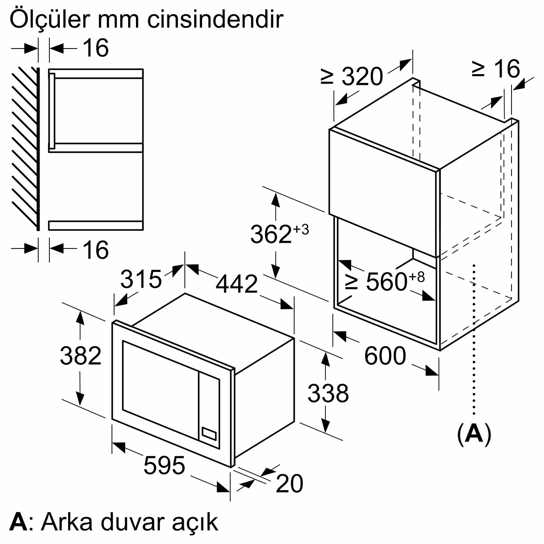 BFL623MB3 Serie | 2 Ankastre Mikrodalga 60 x 38 cm Siyah