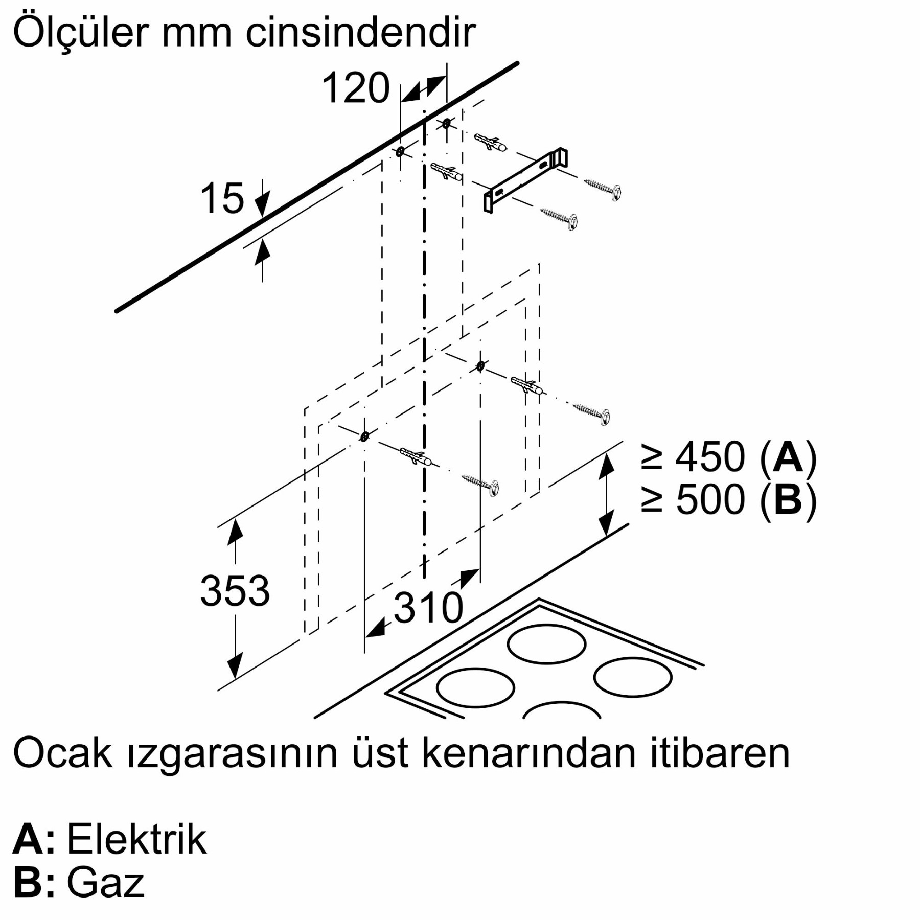 DWF65AJ70T  Serie | 4 Duvar Tipi Davlumbaz 60 cm Antrasit Cam Yüzey