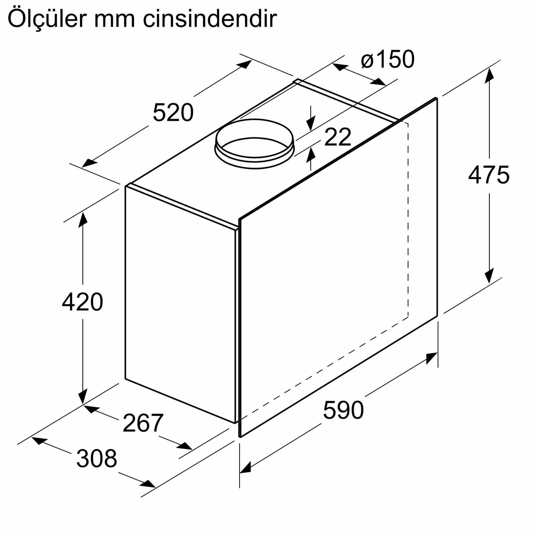 DWF65AJ60T Serie | 4 Duvar Tipi Davlumbaz 60 cm Siyah Cam Yüzey