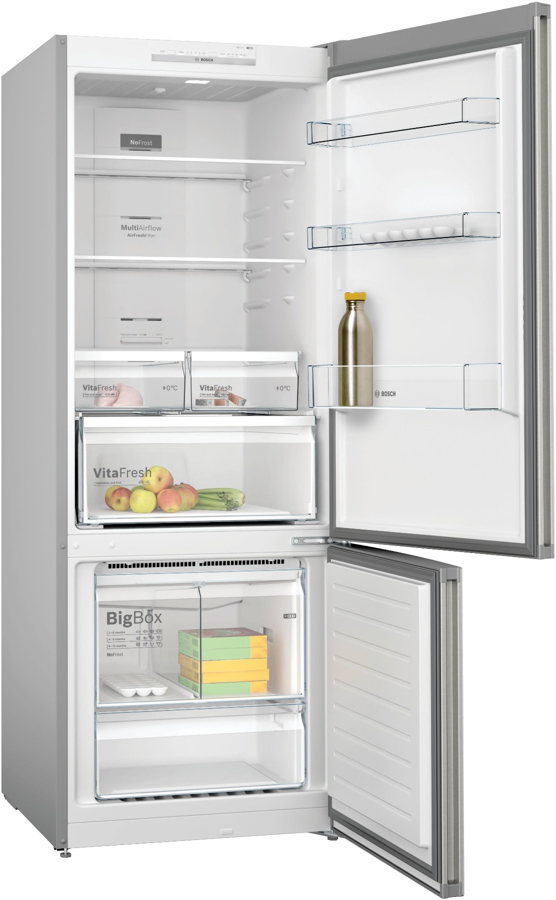 KGN55VIF0N Serie | 4 Alttan Donduruculu Buzdolabı 186 x 70 cm Kolay temizlenebilir Inox