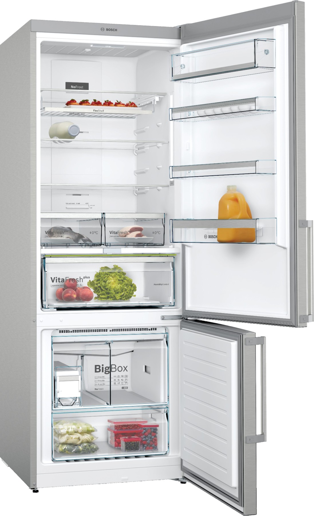 KGN56AIE0N Serie | 6 Alttan Donduruculu Buzdolabı 193 x 70 cm Kolay temizlenebilir Inox