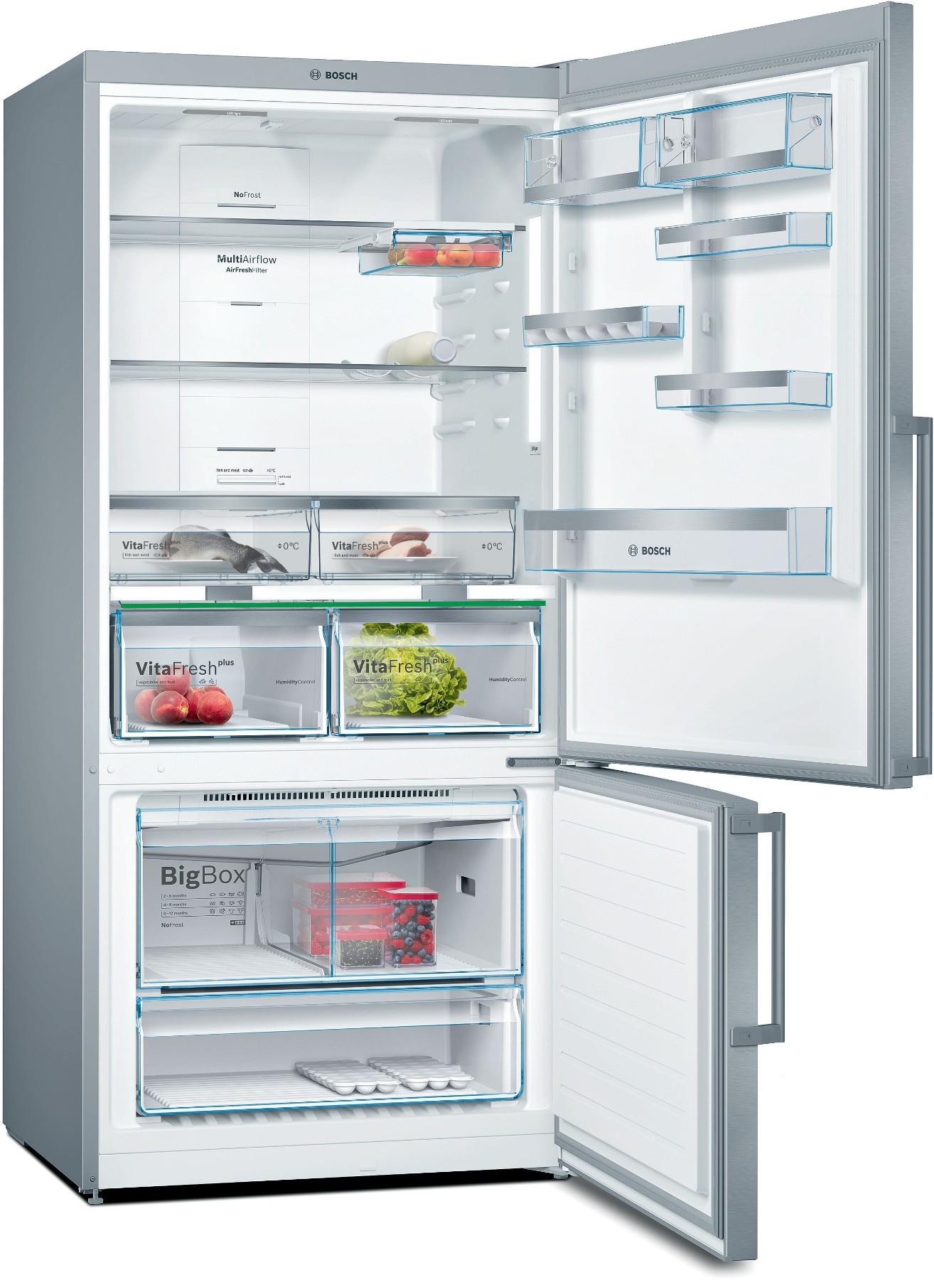 KGN86AIF0N Serie | 6 Alttan Donduruculu Buzdolabı 186 x 86 cm Kolay temizlenebilir Inox